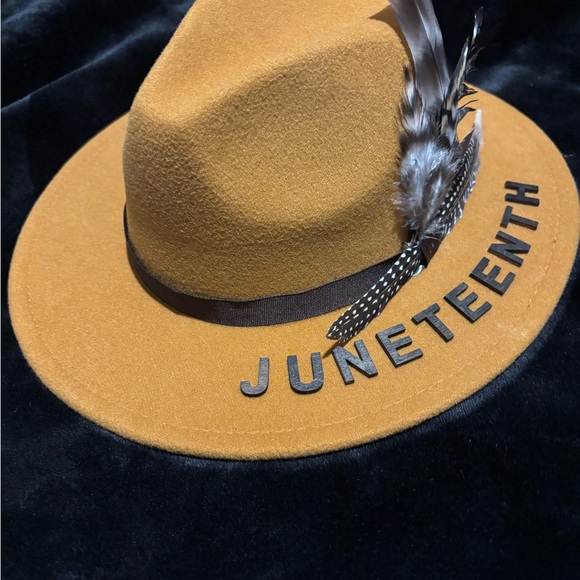 Juneteenth Mustard Hat with Feather Detail main image 5